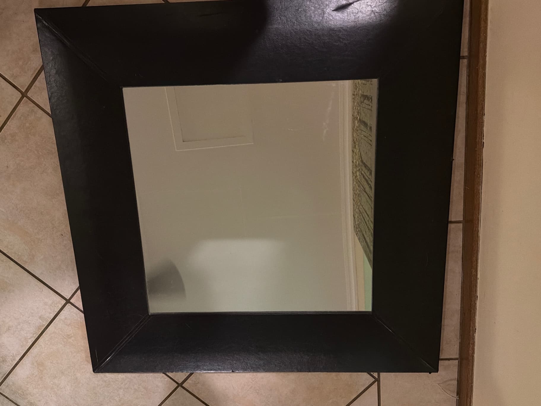 Mirror with Leather covered frame