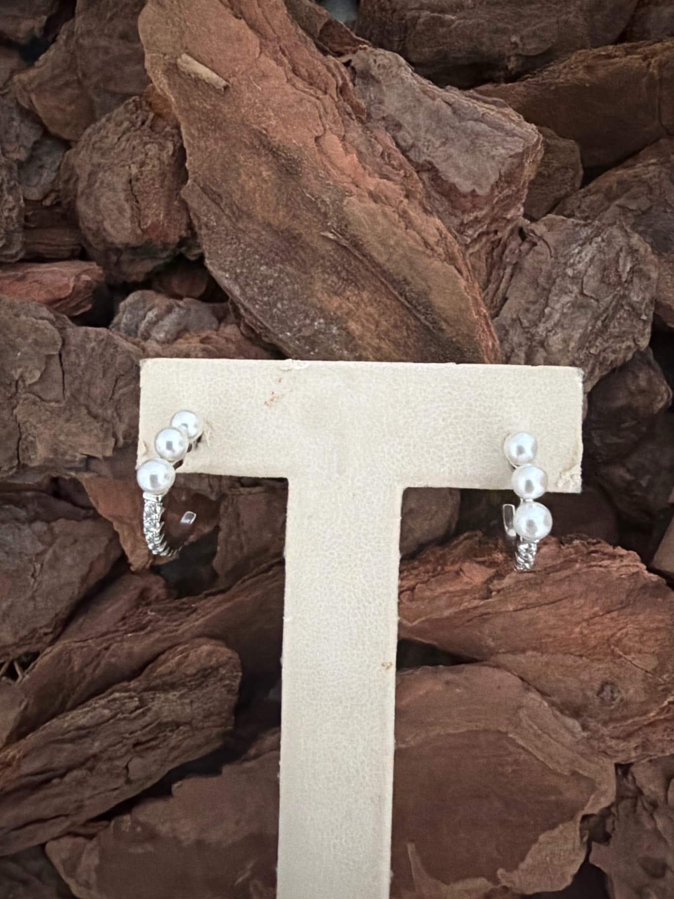 Silver Earings with Pearls/Cubics